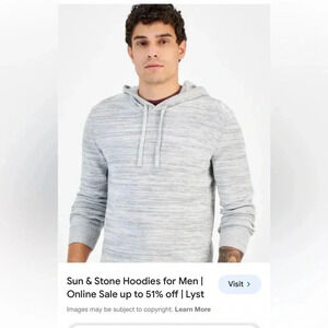 Better Cotton Sun+Stone Men Grey Solid Marled  Hooded Sweater with drawstrings